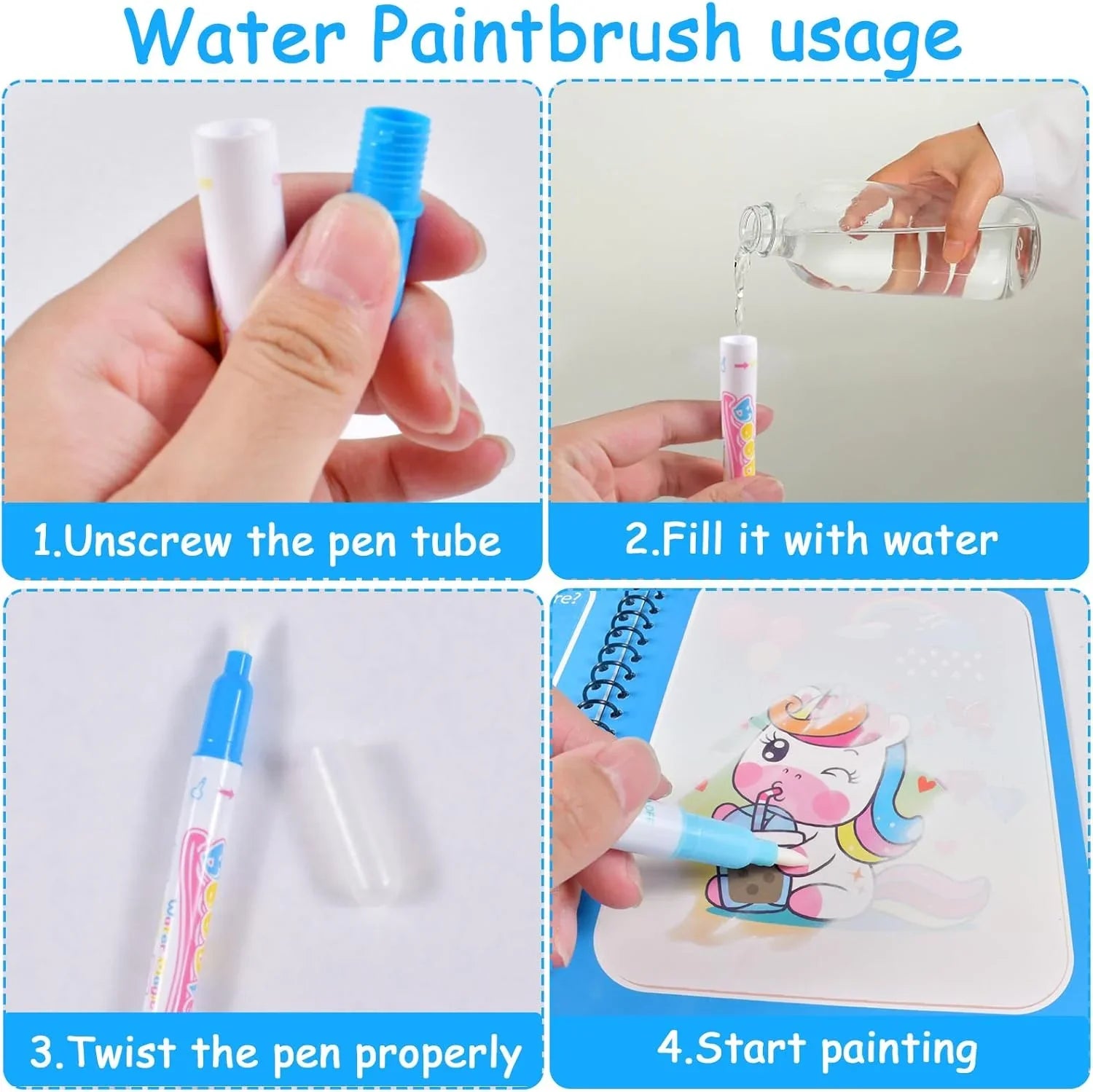 Children's Water Painting Book | Reusable Magic Water Drawing Pad for Boys Girls