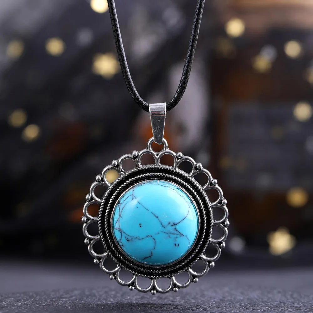 Lace Agate Pendant Necklace | Vintage Handmade Crystal Jewelry