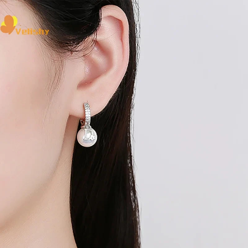 Pearl Hoop Earrings for Women | Light Luxury Fashion Jewelry