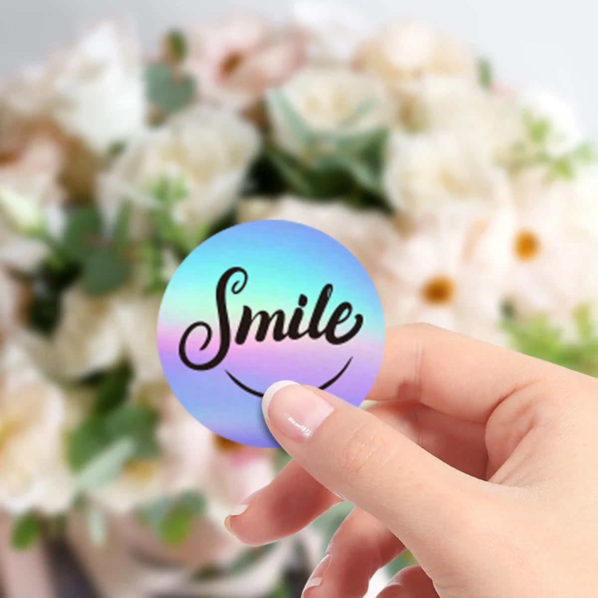 Rainbow Laser Thank You Stickers for Small Business Orders | 1 Inch Round Envelope Sealing Labels