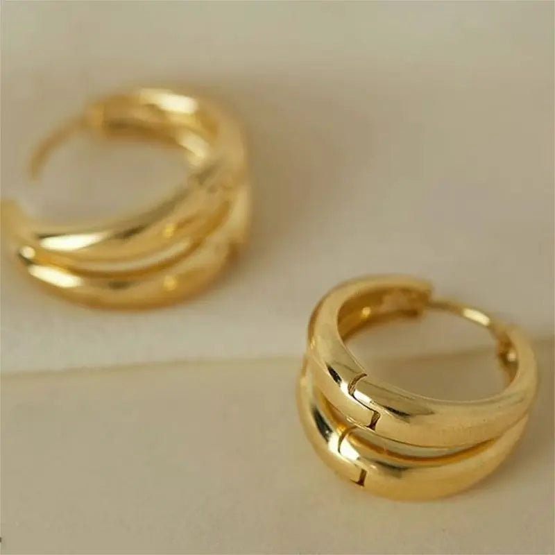 Vintage Drop Earrings | Gold-Tone Metal Stud Earrings for Women