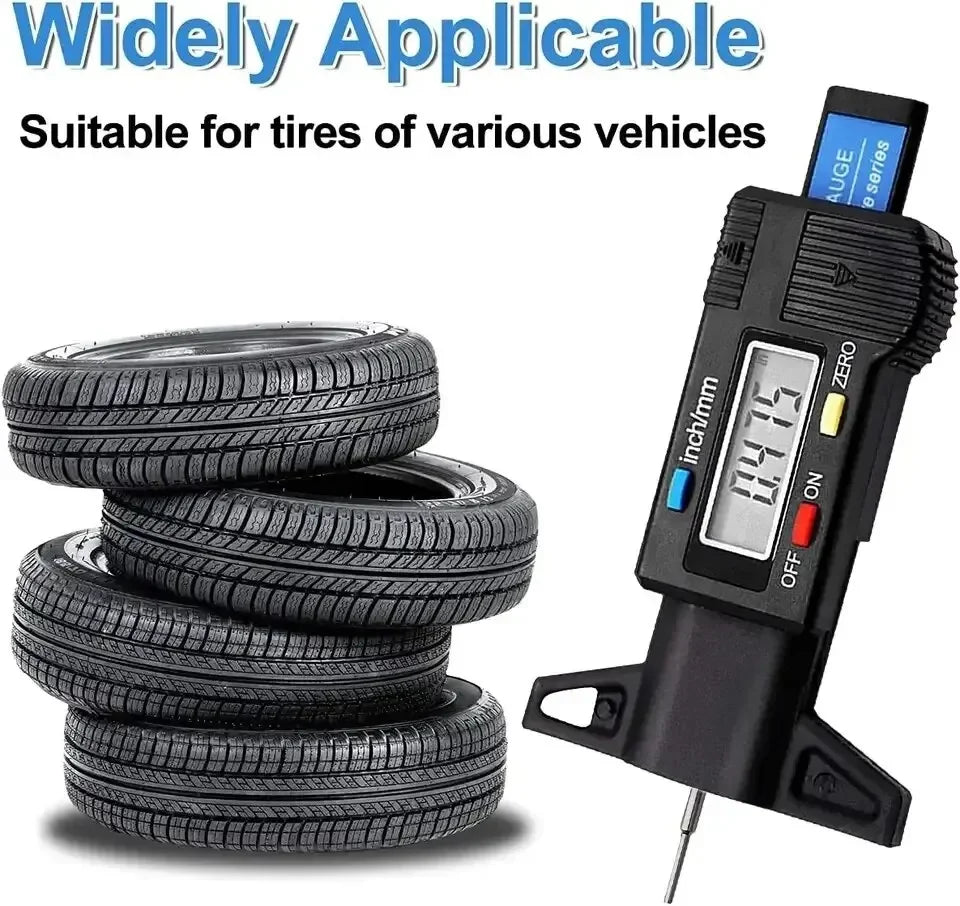 Digital Tire Tread Depth Gauge | 0-25mm LCD Caliper Tool