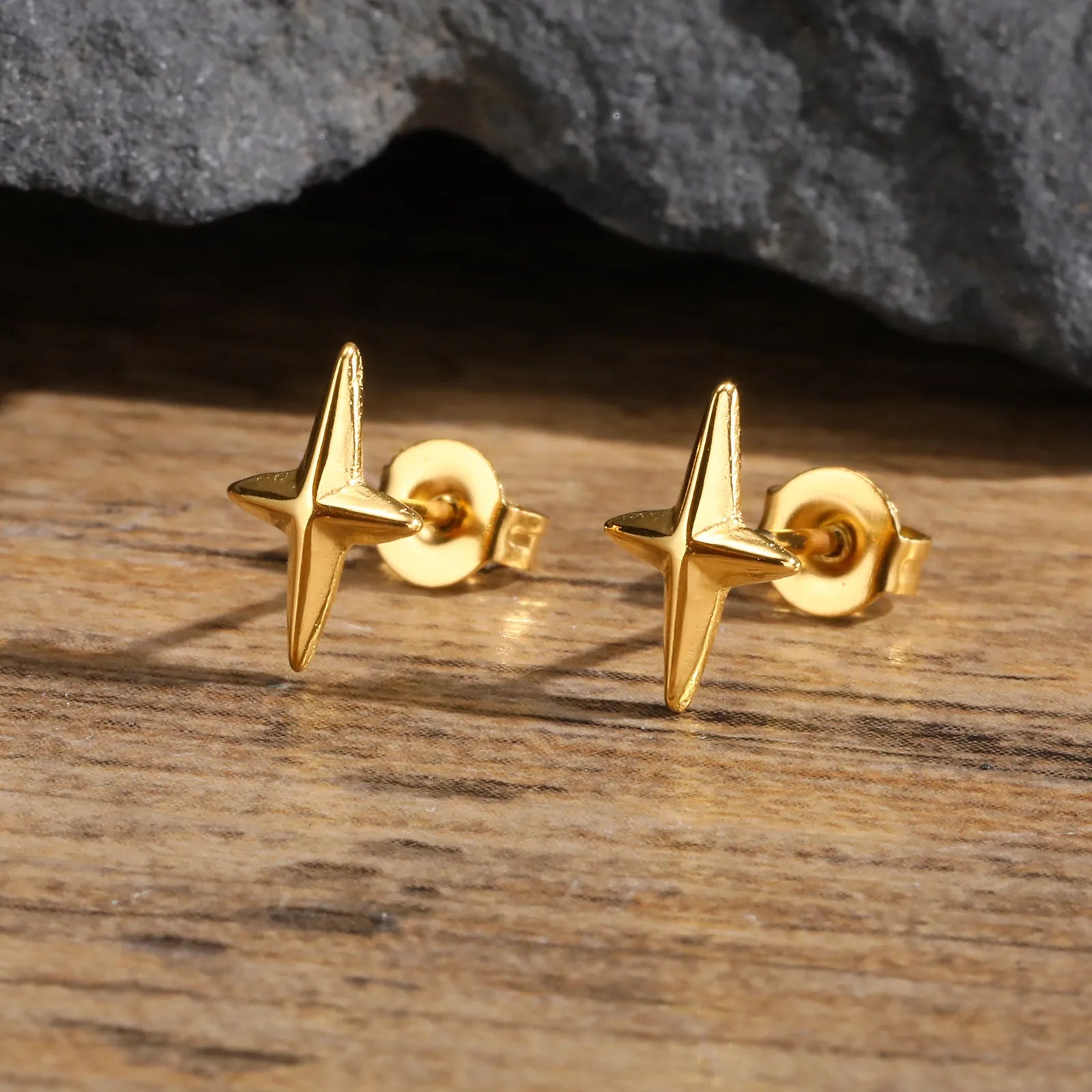 Gold Stud Earrings for Men | Hypoallergenic Stainless Steel Hip Hop Jewelry