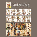 Coffee Sticker Book for DIY Scrapbooking | 20pcs Cafe Story Series