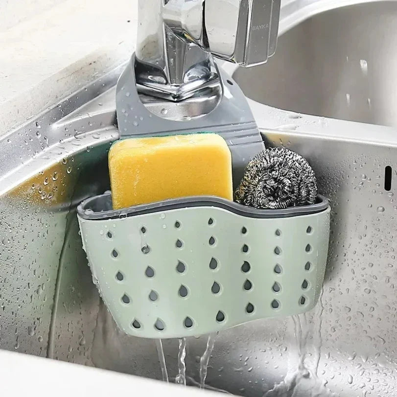 Kitchen Sink Holder Hanging Drain Basket | Adjustable Soap Sponge Shelf Organizer