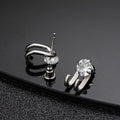 Zircon Stud Earrings Single Hook Shape | Trendy Hip-Hop Jewelry for Men Women