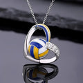 Huitan Volleyball Heart Pendant Necklace | Trendy Teen Girls Jewelry with Shiny Zirconia