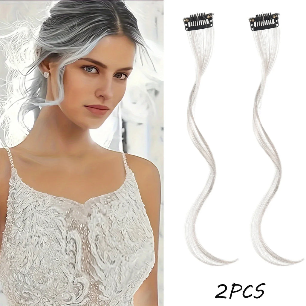 2PC Curly Bangs Clip-On Hair Extensions | Wavy Side Fringe with Invisible Clips