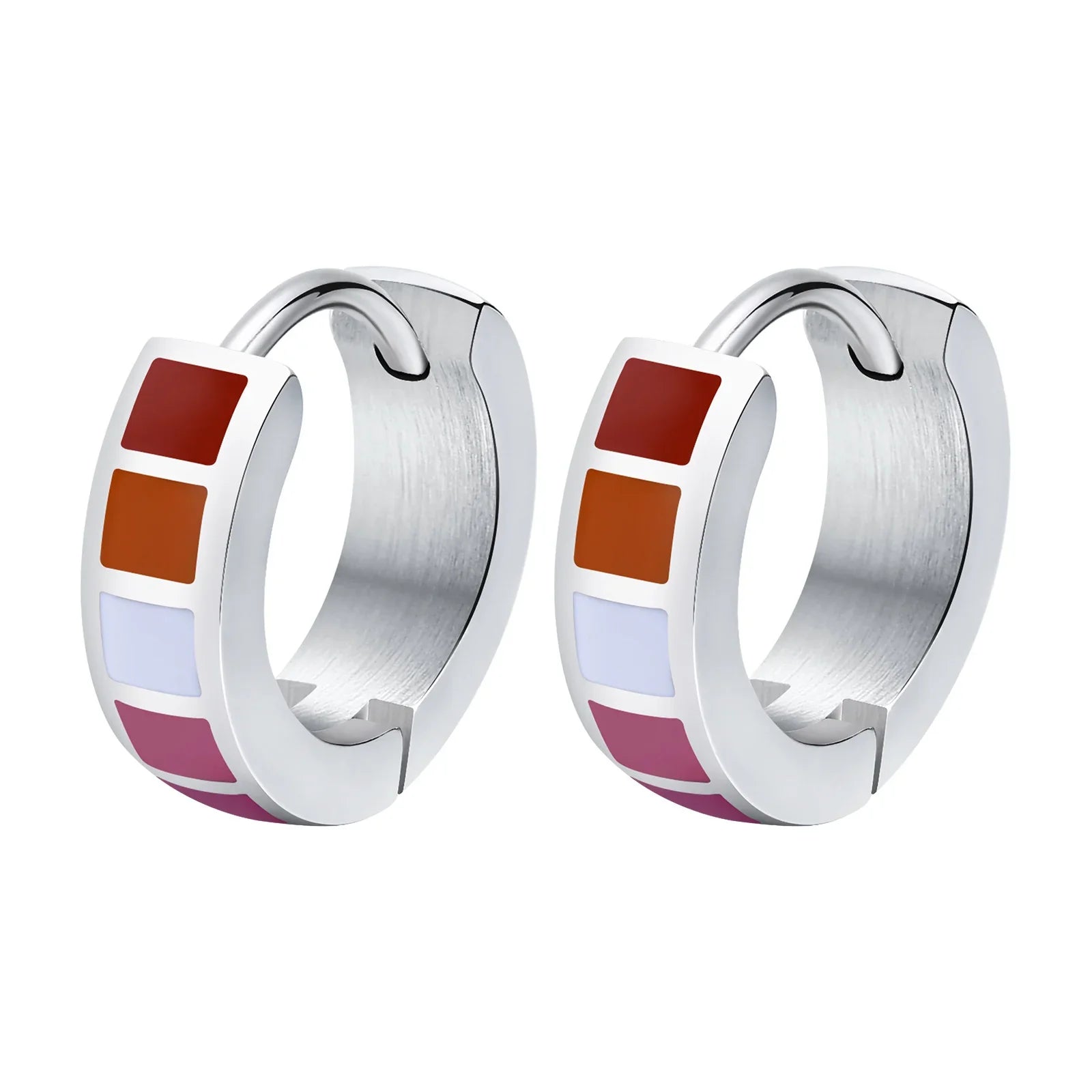 LGBT Rainbow Huggie Hoop Earrings | Pride Flag Stainless Steel Jewelry