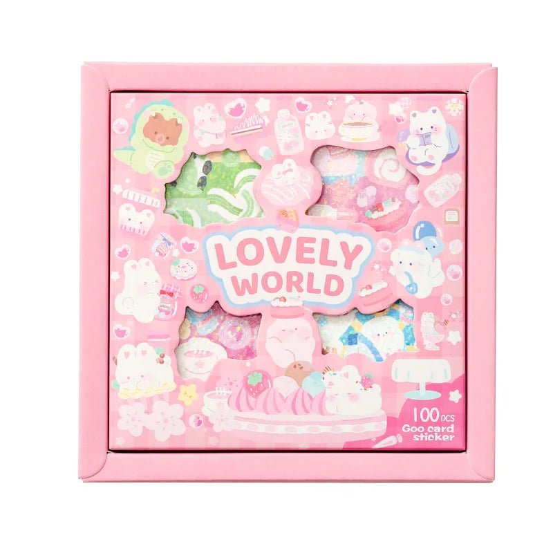 100 Pieces Kawaii Decorative Sticker Set | Cute Cartoon Glitter Stickers for DIY Scrapbooking and Planners