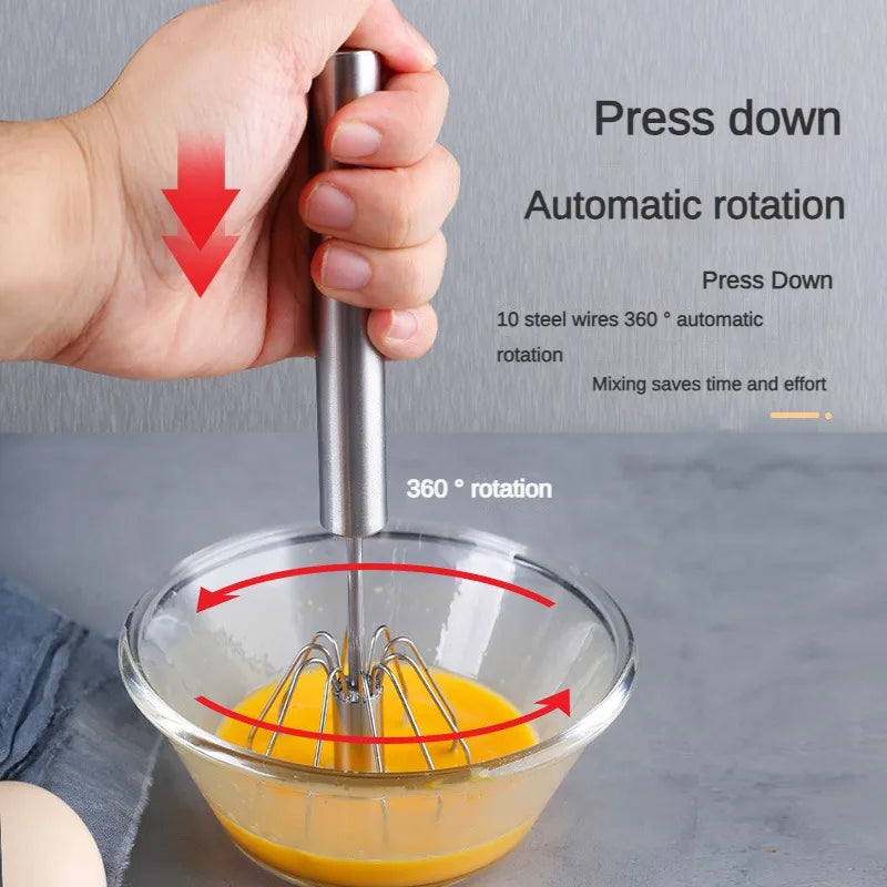 Stainless Steel Semi-Automatic Egg Beater | Hand Push Cream Blender for Kitchen Baking