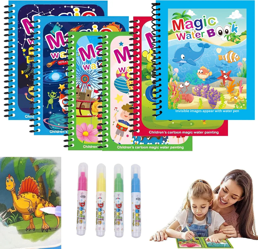 Kids Reusable Water Drawing Book | Mess-Free Magic Painting Pad with Water Pen for Toddlers