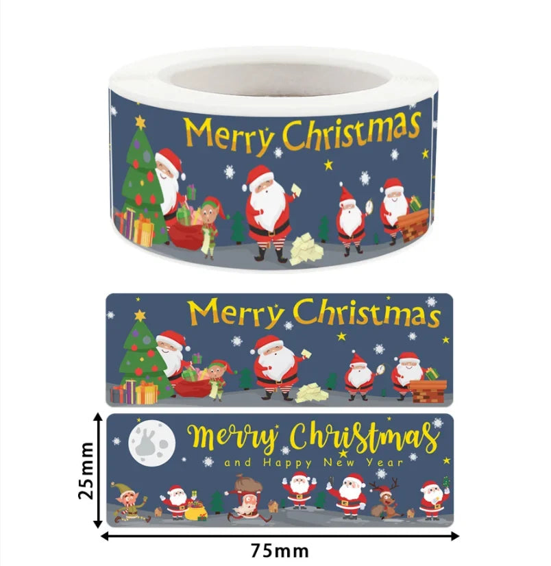 120Pcs Christmas Stickers Roll | Santa Claus Snowman Merry Christmas Gift Sealing Stickers for Small Business Decor