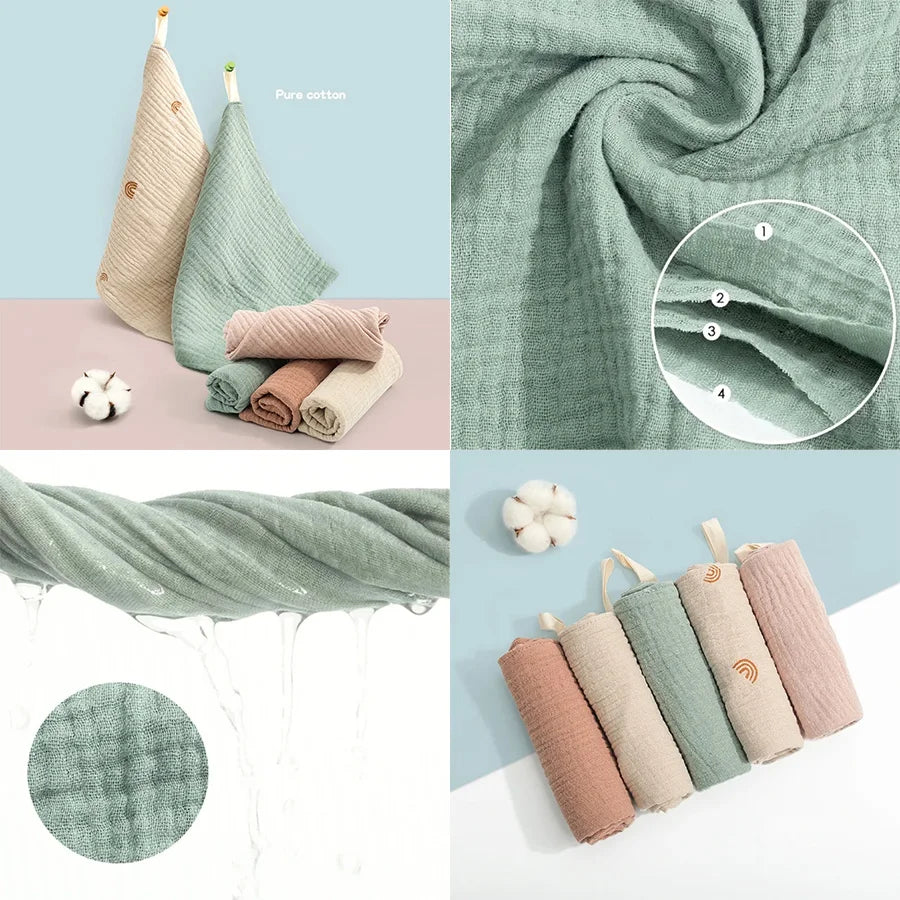 3/5 Pieces of Gauze Square Towels | Soft Cotton Baby Burp Cloths and Handkerchiefs