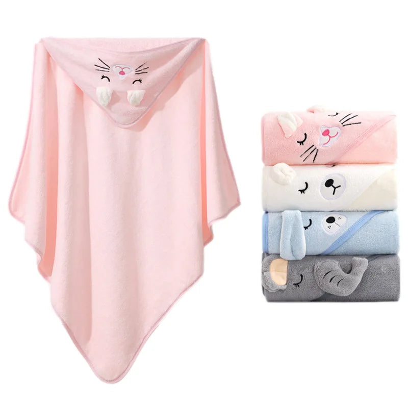 Cartoon Animal Baby Bath Towel | Soft Hooded Toddler Bathrobe for Boys Girls
