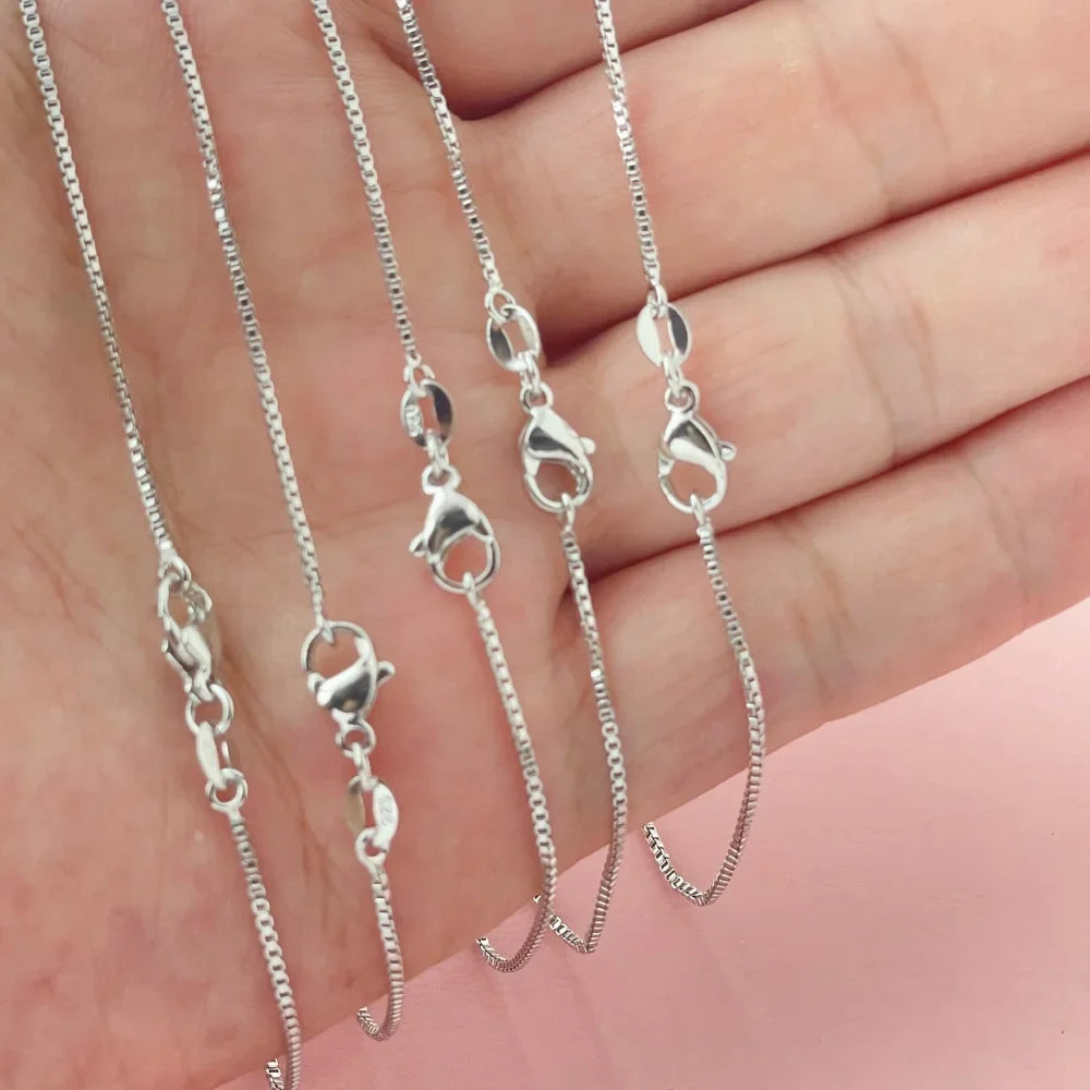 925 Sterling Silver Gold Plated Necklace | 1mm Box Chain Fine Jewelry for Women