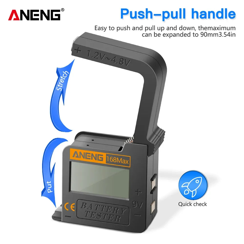 ANENG 168Max Digital Lithium Battery Tester | Universal Capacity Checker for AAA AA Button Cells