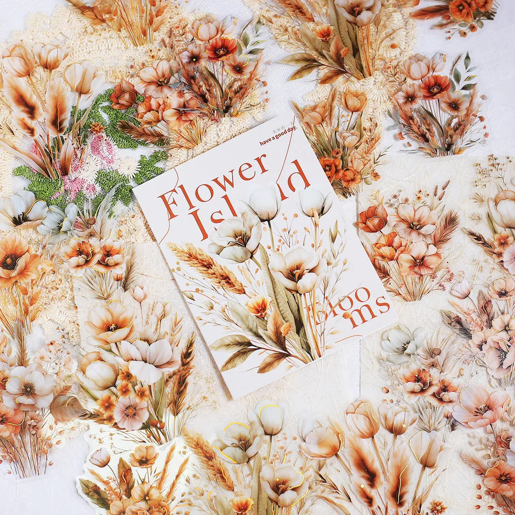 20 PET Flower Stickers for Scrapbooking | Transparent Adhesive Decorative Set