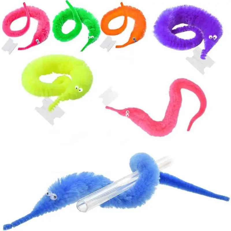 12Pcs Fuzzy Worm Magic Toys | Kids Magic Trick Set and Pet Interactive Toy