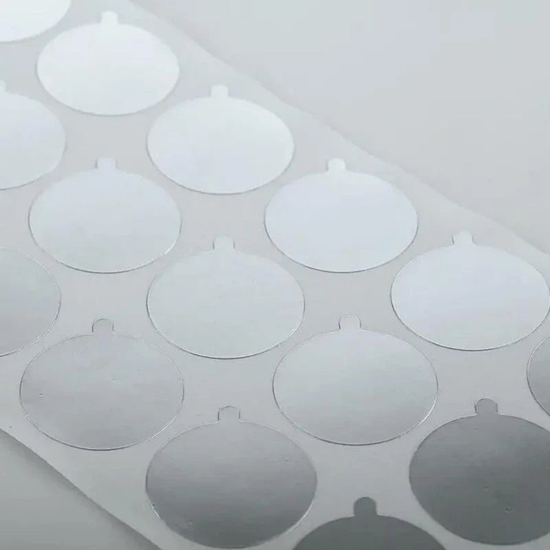 Universal Metallic Silver Aluminum Foil Seal Stickers | Tamper-Proof Bottle Seals