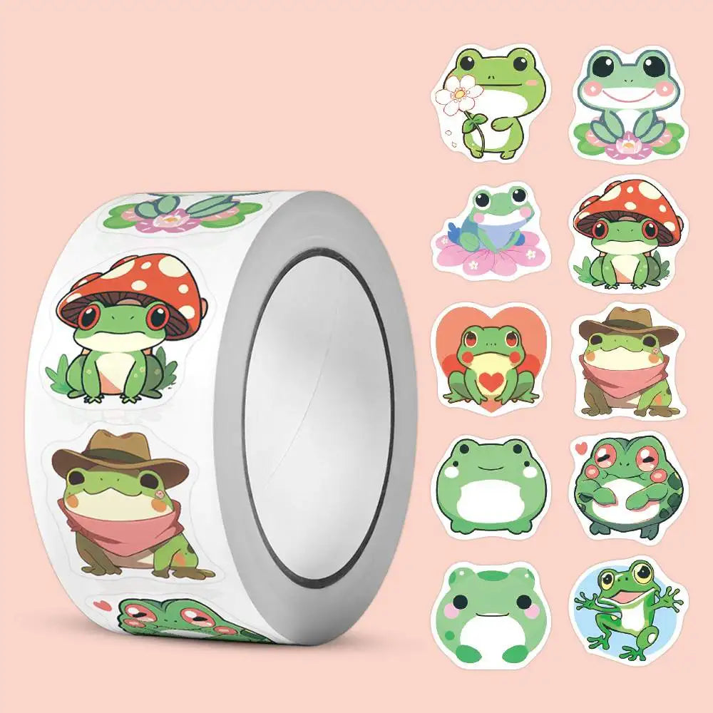 100-500pcs Cute Traveling Frog Cartoon Stickers | DIY Waterproof Decor for Laptops, Guitars, and More