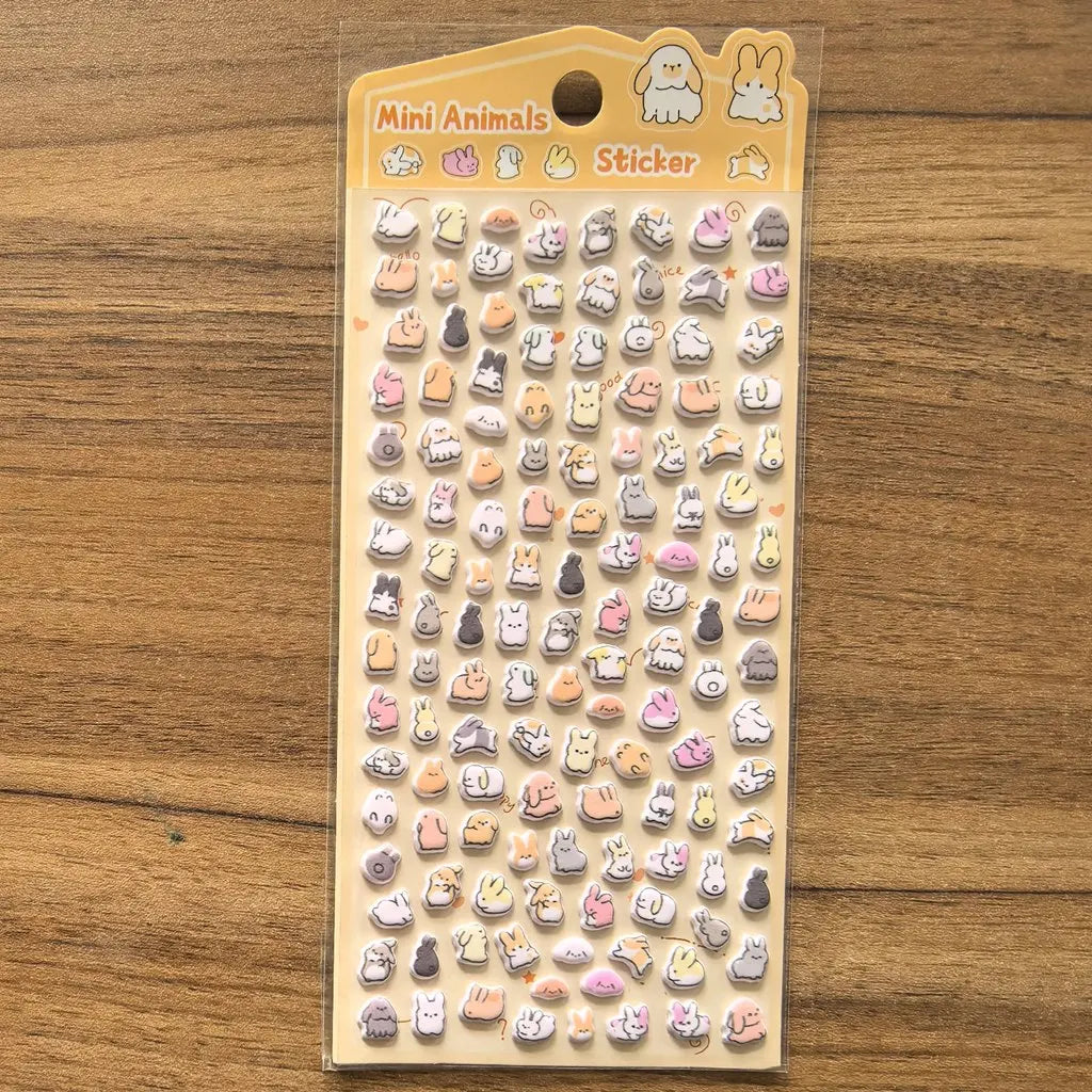 4-Pack Cute Mini Animal Pattern Stickers | Vibrant Stationery Decor Embellishments