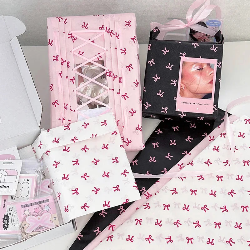 10Pcs Pink Bowknot Sydney Paper | Hand-Kneaded Paper Cotton Paper Bouquet Flower Wrapping Paper