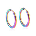 LUXUSTEEL Men's Simple Hoops Earrings Black Color Stainless Steel Clip Earring for Men Women Rock Hiphop Circle Ear 2 Pieces