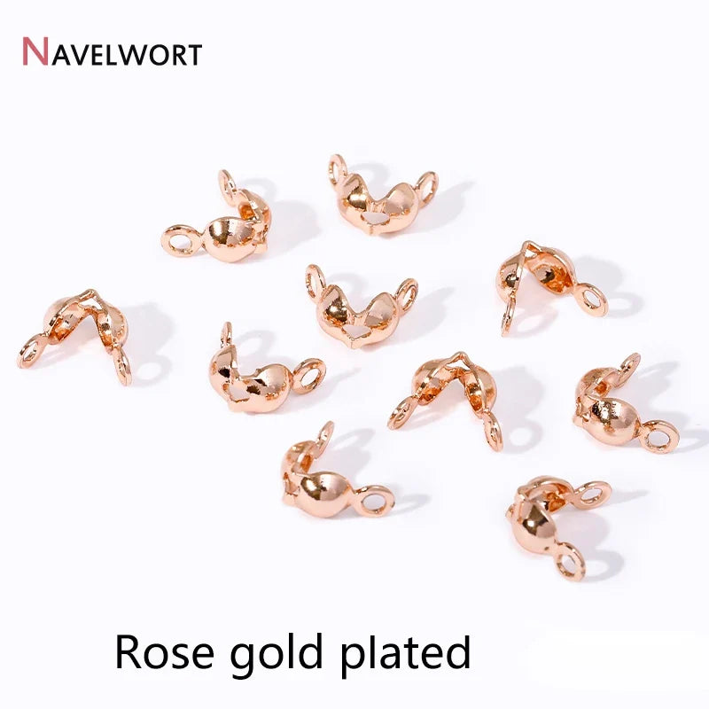 18K Gold Plated Double-Cup Bead Tips | Jewelry Findings for DIY Necklaces and Bracelets