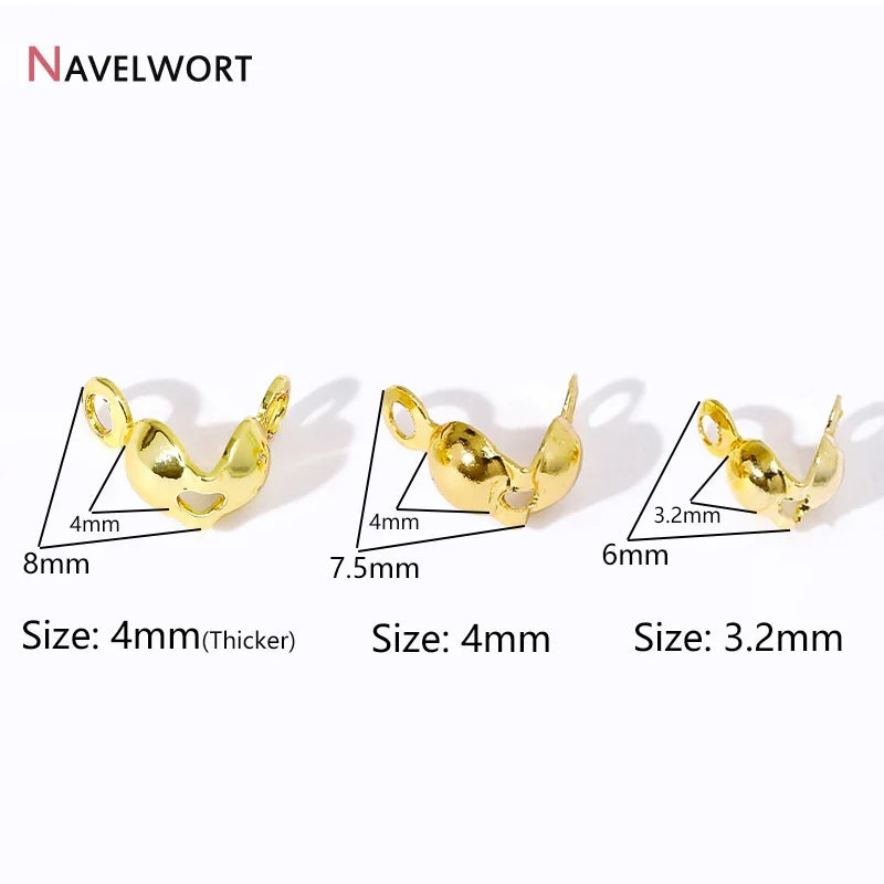18K Gold Plated Double-Cup Bead Tips | Jewelry Findings for DIY Necklaces and Bracelets