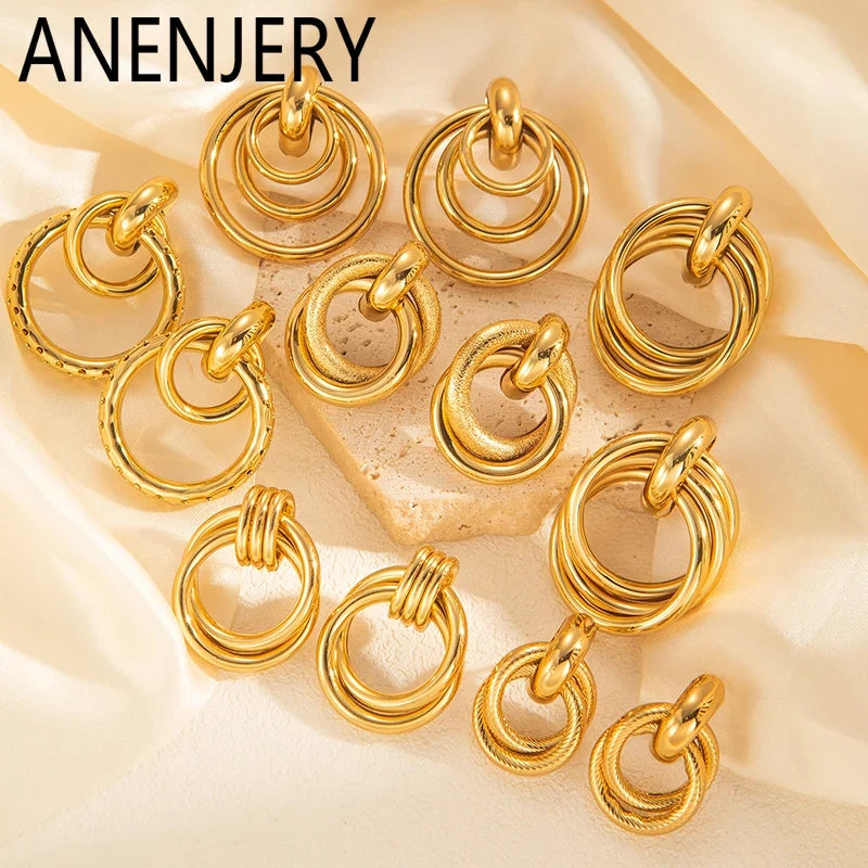 316L Stainless Steel Hoop Earrings for Men Women | Geometric Drop Earrings