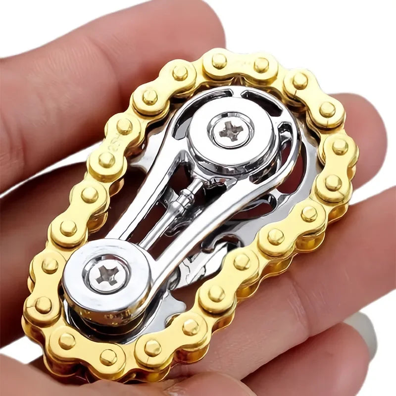 Chain Tooth Mechanical Flywheel Fidget Spinner | Metal Bike Chain EDC Stress Relief Toy