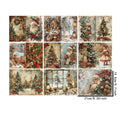 9 Sheets A5 Christmas Retro Santa Girl Vintage Grunge Paper Pack | Scrapbooking Journal Planner