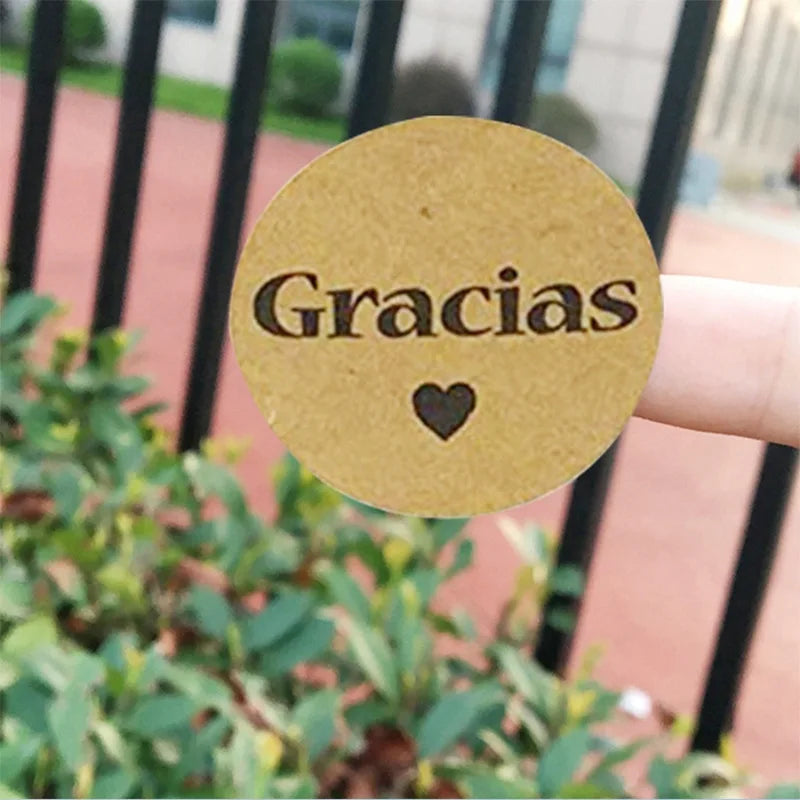 Kraft Gracias Spanish Thank You Sticker Seals | 1 Inch Envelope Stickers
