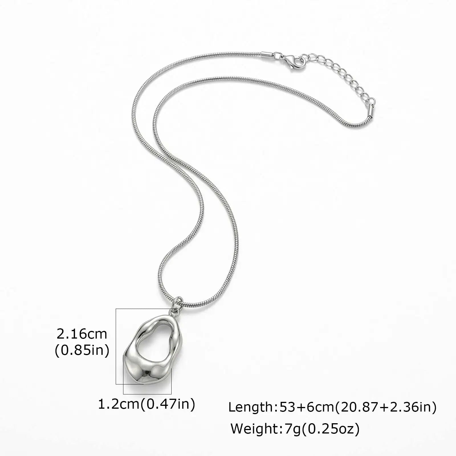 Irregular Pendant Necklace for Women | Stainless Steel Snake Chain Minimalist Jewelry