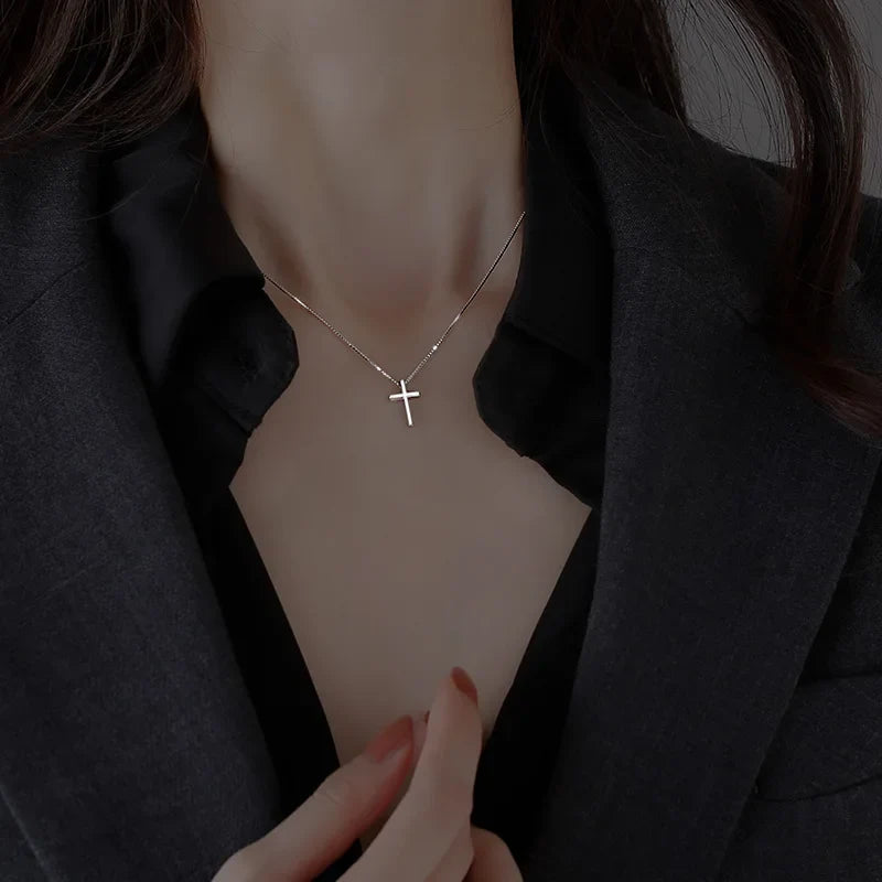 925 Sterling Silver Cross Necklace | Elegant Women's Pendant Jewelry