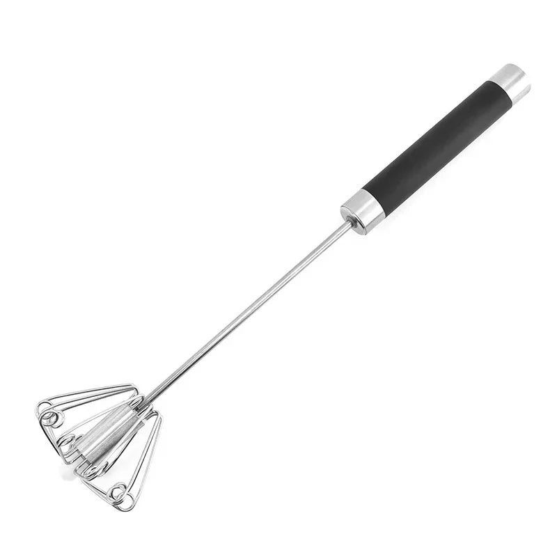 Rubber Semi-automatic Egg Beater Rotatable Stainless Steel Kitchen Mixer | Manual Whisk for Milk and Cream