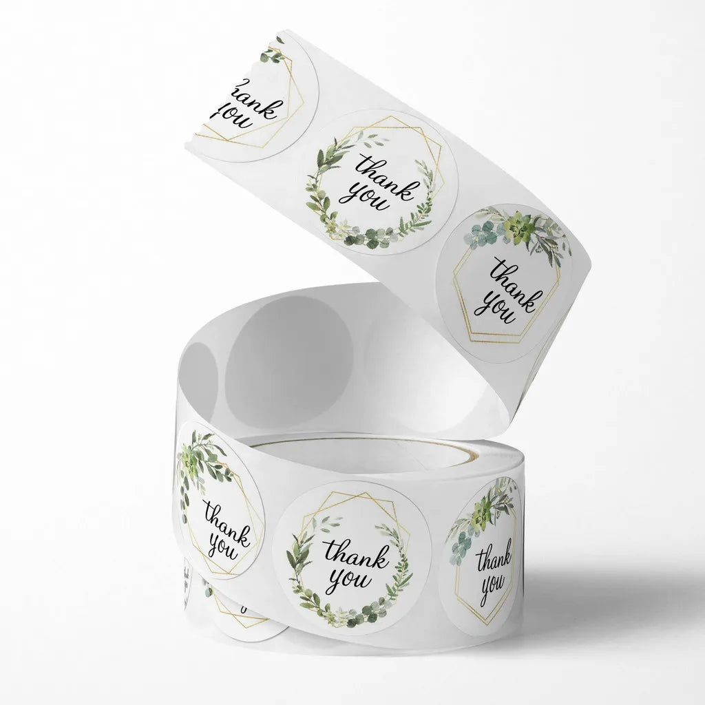 500 Pieces Round Floral Thank You Stickers | Self-Adhesive Gratitude Labels