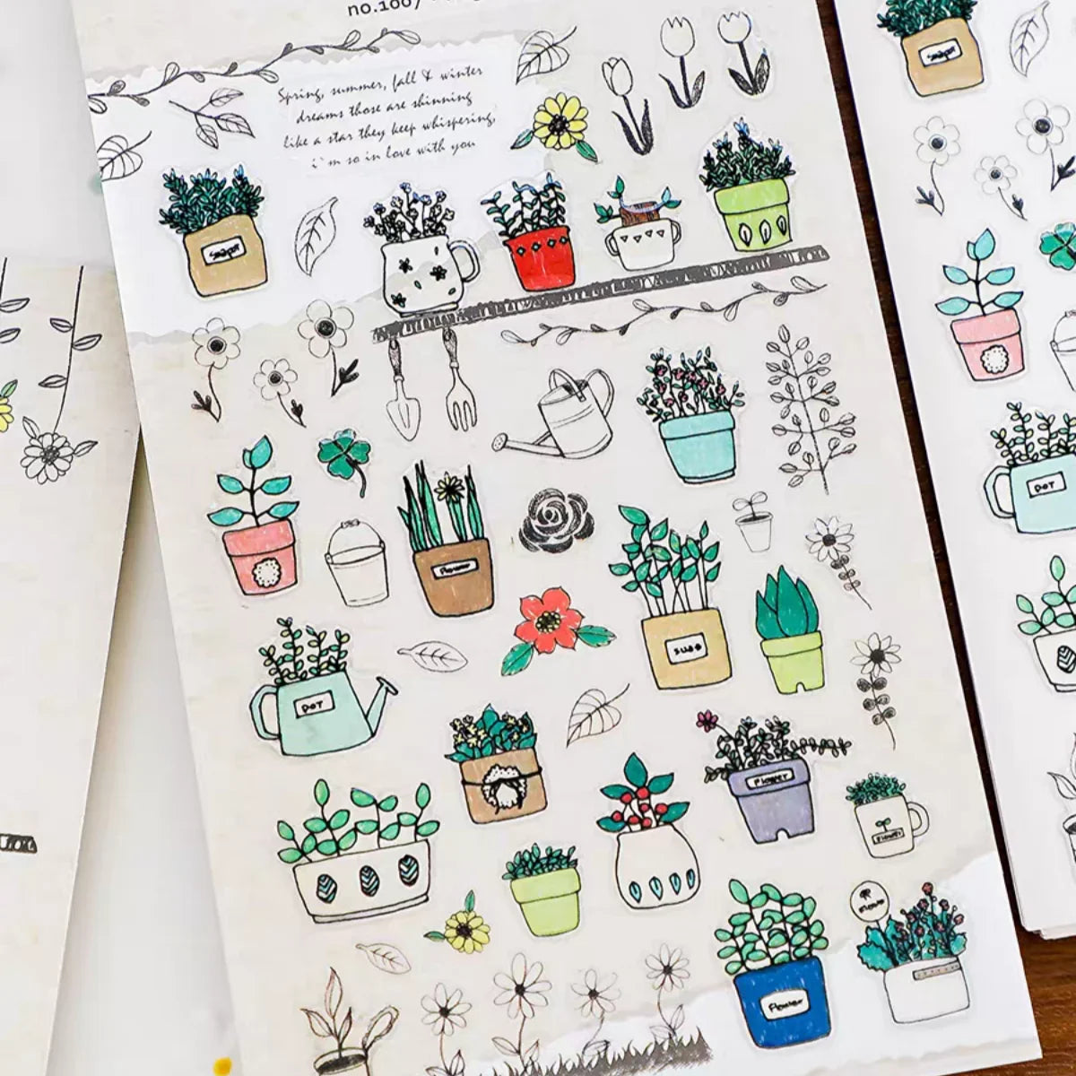 Suatelier Potted Plant PVC Stickers | Korean Import DIY Scrapbooking Set