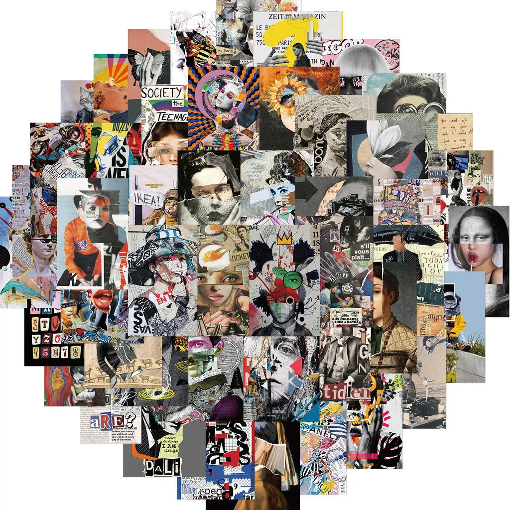 50PCS Modern Art Magazine Cover Graffiti Stickers | Waterproof Decals for Helmet Bicycle Laptop