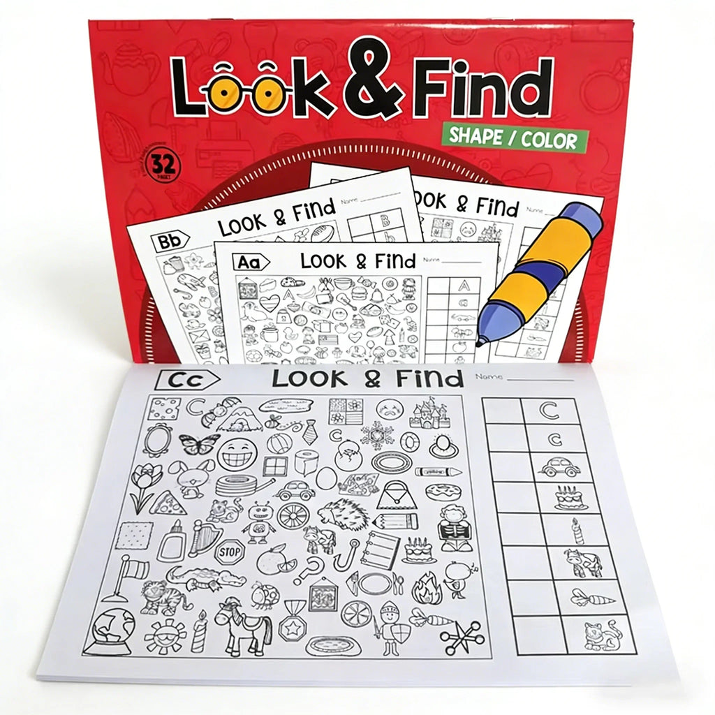 Look and Find Shape/Color Workbook | Children's Search and Coloring Activity Book
