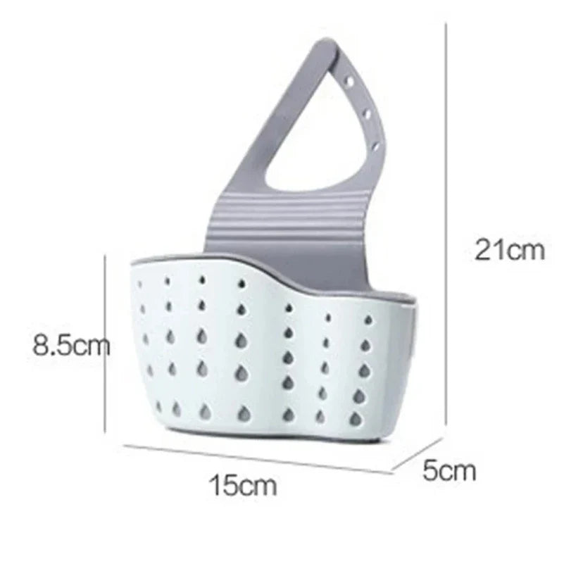 Kitchen Sink Holder Hanging Drain Basket | Adjustable Soap Sponge Shelf Organizer