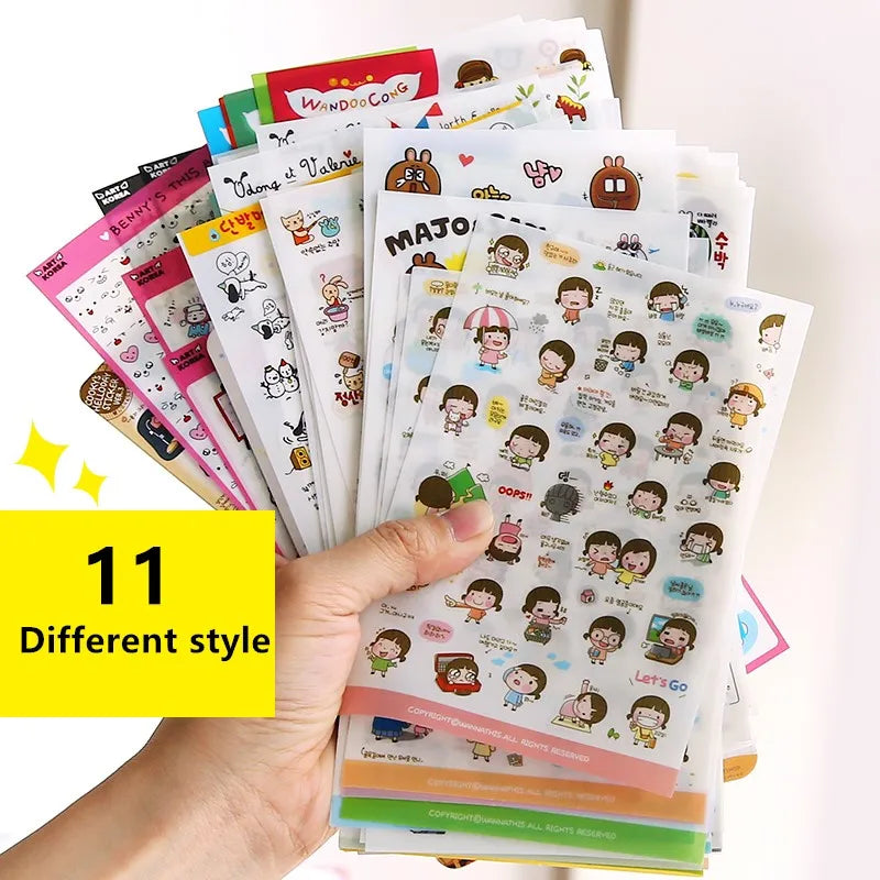 6Pcs Waterproof Cartoon Sticker Set | Cute DIY Decals for Laptops, Phones, and Planners