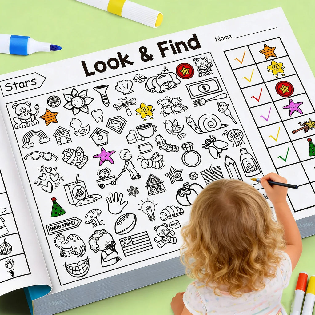 Look and Find Hidden Object Coloring Book | Interactive Seek and Find Activity Workbook for Kids