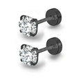 Round Crystal Zircon Stainless Steel Stud Earrings | 4 Color Fashion Non-Allergic Earrings