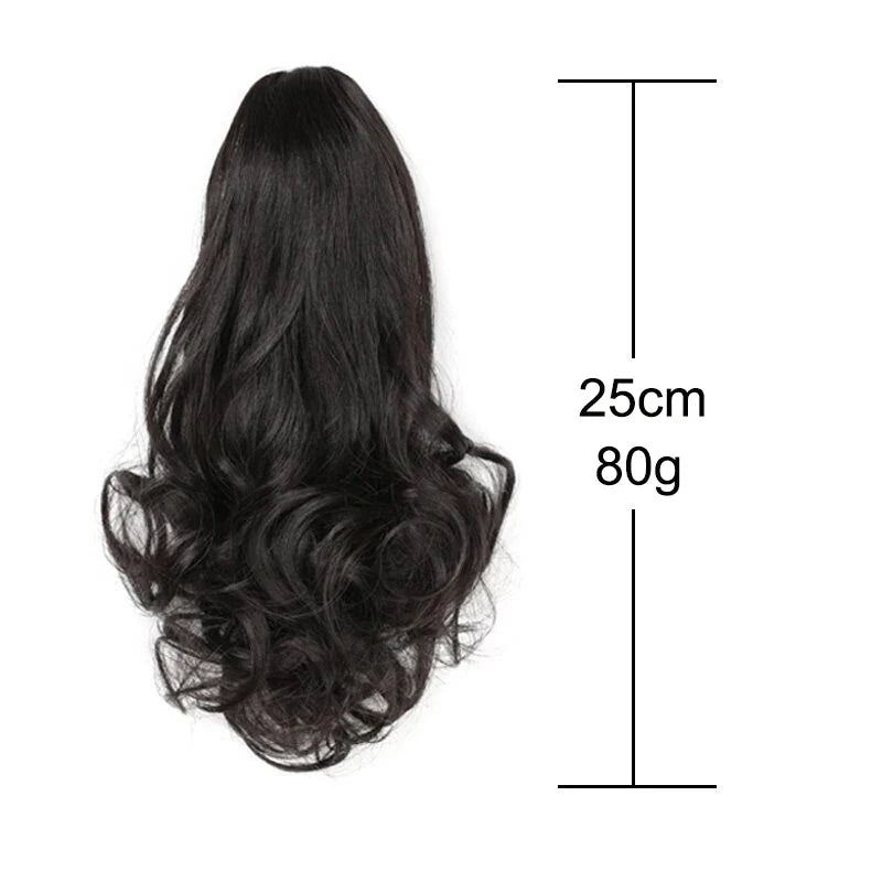 10Inch Short Wavy Curly Ponytail Hair Extension | Clip-in Claw Clip Hairpiece for Women