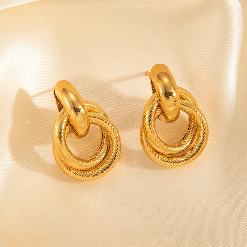 316L Stainless Steel Hoop Earrings for Men Women | Geometric Drop Earrings