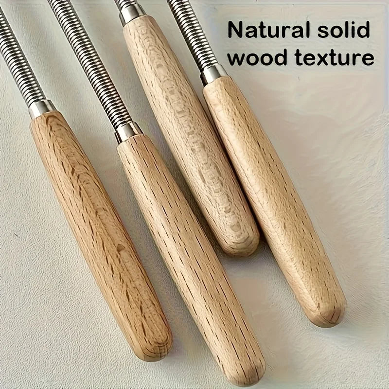 Whisk Set with Solid Wood Handles | Stainless Steel Kitchen Mixer