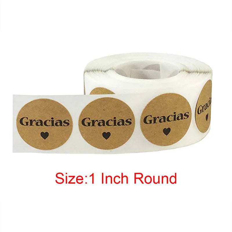 Kraft Gracias Spanish Thank You Sticker Seals | 1 Inch Envelope Stickers