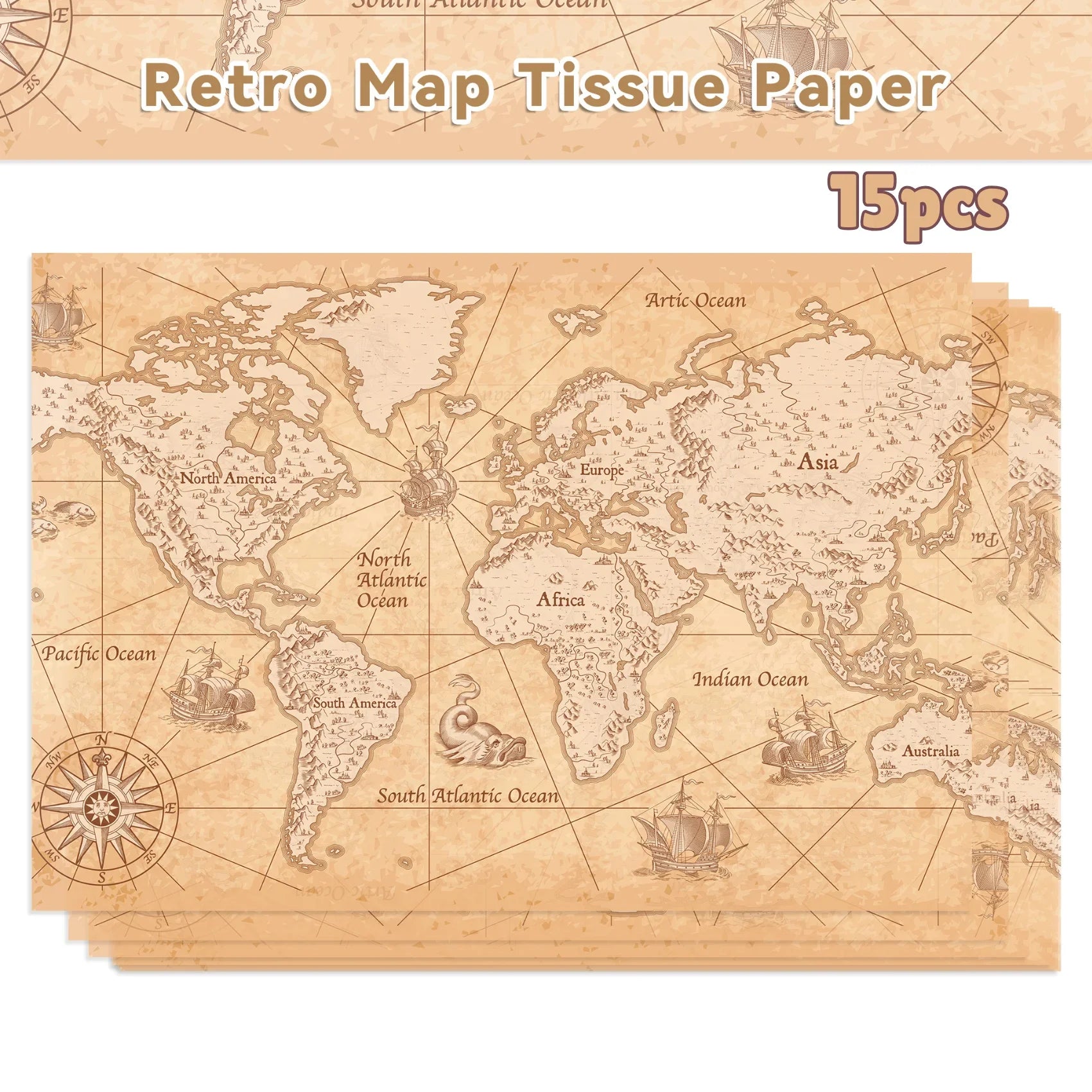 World Map Tissue Paper | Gift Wrapping and Party Decoration Supplies
